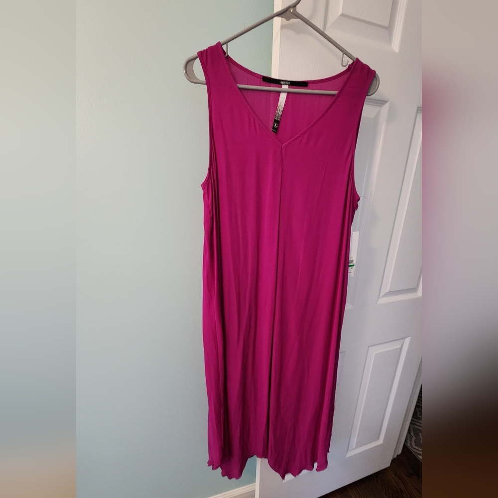 Kensie sleeveless handkerchief hem dress,  Magenta